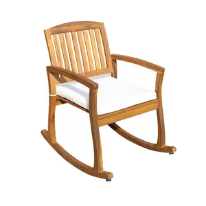 Chaises berçantes avec coussin Mobilier d'extérieur Prix d'usine Meubles de patio Chaises berçantes modernes en bois Fabricant du Vietnam