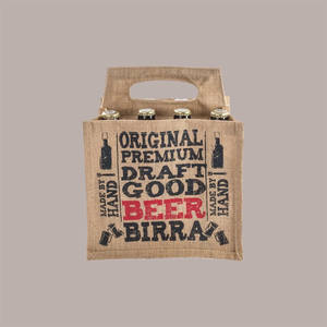 10 Uds bolsa de compras de yute 500/750ml portabotellas para cerveza 24,5 + 17xH23.5/31 cm bolsas de regalo impresas - Product Image 2