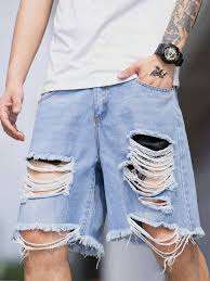 Shorts de Mezclilla de Poliéster/Algodón con Acabado Lavado a la Piedra y Estilo Sexy para Hombre - Product Image 3