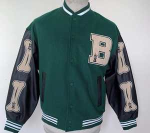 Corps en laine et cuir personnalisés, manches en cuir, vente en gros de logos brodés personnalisés, vestes Letterman à motif patchwork pour hommes et femmes - Product Image 6