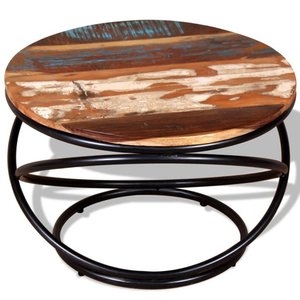 Mia table basse en bois recyclé massif avec pied en fer pour intérieur et extérieur - Product Image 6