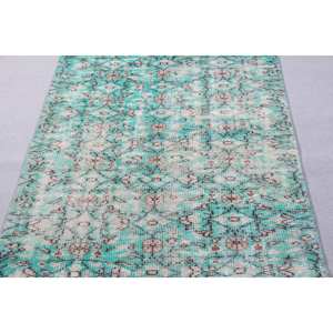 Alfombra de 3.4x7.2 pies, Alfombra Turca Vintage, Alfombra de Lana Azul - Product Image 5