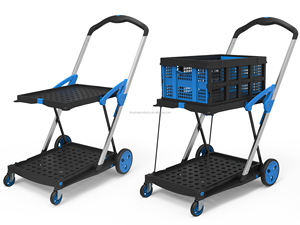 Chariots <span class=keywords><strong>de</strong></span> courses multifonctionnels à deux bureaux, chariots <span class=keywords><strong>de</strong></span> magasin pliables, chariots à main et chariots <span class=keywords><strong>de</strong></span> vente en gros avec paniers <span class=keywords><strong>de</strong></span> rangement - Product Image 3