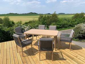 Gaincarlo ชุดรับประทานอาหารสี่เหลี่ยมเฟอร์นิเจอร์ในสวนทำจากไม้เนื้อแข็งชุดรับประทานอาหาร6ที่นั่ง - Product Image 6