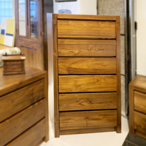 Cómoda Moderna Contemporánea con Cajones de Madera de Teca, Mueble con 6 Cajones para Dormitorio - Product Image 2