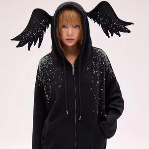 Sudaderas con Capucha de Algodón Negro Personalizadas con Cuernos de Diablo, Sudaderas con Capucha de Felpa con Orejas para Ropa Urbana, Halloween-Cosplay, Fabricante OEM - Product Image 6