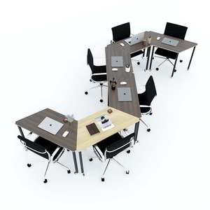 Ensemble de 6 tables trapézoïdales minimalistes en contreplaqué avec pieds en fer style Lego, assemblage requis - HBLG009 - Product Image 1