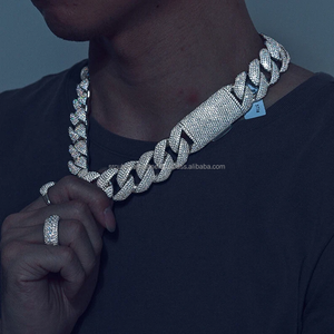 Cadena de eslabones cubanos de moissanita VVS de 5 filas de 23MM, cadena de eslabones cubanos de moissanita helada de hiphop de Plata de Ley 925 - Product Image 3