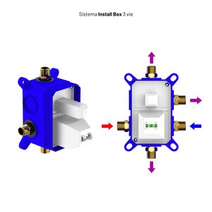 Rubinetto da bagno e doccia a 3 vie montato a leva singola deviatore integrato e sistema di installazione Box One Series .. - Product Image 4