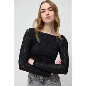 Backless <b>Long</b> <b>Sleeve</b> Lace <b>Crop</b> Top - Product Image 1