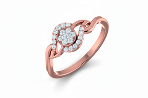 Anillo de Mujer con Racimo de Flores en Oro de 14K y Diamantes Naturales, Corte Brillante Redondo, Bañado en Rodio, Estilo Moderno, Certificado IGI - Product Image 4