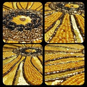 Handcrafted Beautiful <b>Beaded</b> Sunflower Design <b>Placemat</b> for Wedding Christmas & Family Gatherings for Parties - Product Image 5