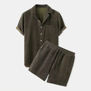 Custom logo Shorts <b>Set</b> Thick Two Piece Mens Shorts and Shirt <b>Set</b> for Men 2026 - Product Image 2