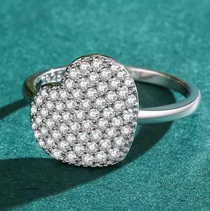 Bague en or blanc pur massif avec diamant solitaire en forme de cœur romantique, cultivé en laboratoire GIA, pour femme, bijoux de mariage en gros, cadeau - Product Image 1