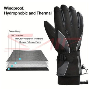 Guantes de Esquí de Invierno de Cuero Personalizados para Hombre, Impermeables, Cálidos, para Nieve, Snowboard, Moto de Nieve, Deportes de Esquí, con Bolsillo con Cremallera - Product Image 2