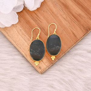 Pendientes de Ágata de Sangre en Oferta, Pendientes de Latón Chapados en Oro Amarillo, Estilo Moderno, Pendientes de Latón para Bodas y Fiestas - Product Image 2
