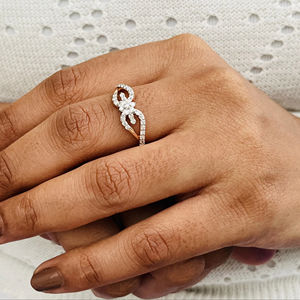 Anillo de diamante de flor doblada de oro rosa certificado GGL H I Color SI3 I1 claridad redondo brillante joyería de compromiso piedra Natural - Product Image 5