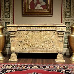 Royal Heritage Traditional Solid Wood <b>Console</b> Handmade Living Room Furniture with Brass Accents <b>for</b> Home Villa Hotel <b>Entry</b> - Product Image 2