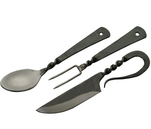 ชุดมีดส้อม3ชิ้นแบบใช้มือปลอมสำหรับงานเลี้ยงและตั้งแคมป์ - Product Image 1