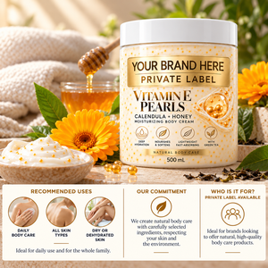 Crema Corpo alla Calendula OEM 500ml |   Perle di Vitamina E al Tè Verde e Miele |   Fornitore di Prodotti per la Cura della Pelle con Marchio Privato - Product Image 3