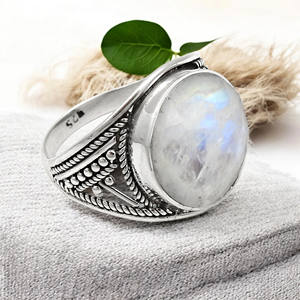 Natural Rainbow Moonstone Unique Shape <b>Chunky</b> Vintage 925 Real <b>Silver</b> <b>Rings</b> for Daily Wearing at Wholesale Prices Bulk Sale OEM - Product Image 5