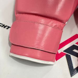 Gants de boxe professionnels en cuir véritable rose à lacets, pour entraînement et sparring, avec logo, les plus vendus - Product Image 3