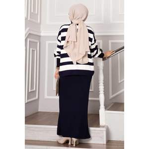 Robe courte à rayures larges Bleu Marine - Product Image 2