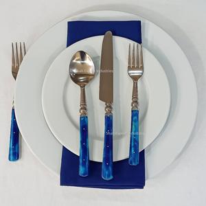 Juego de cubiertos de acero inoxidable Popular con mango de hueso azul marino Acabado en plata Juegos de cubiertos de vajilla para el hogar y la boda - Product Image 6