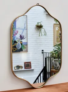 Morden Luxury Glam Nordic Elegant Gold Flower Metal Hot Selling Bathroom Round Decorative Round Metal Wall Decorative <b>Mirror</b> - Product Image 6