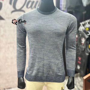 เสื้อสเวตเตอร์ถักแบบมีสายสำหรับผู้ชายเสื้อสเวตเตอร์คอกลมผ้าฝ้ายถักสีทึบสำหรับทุกเพศ - Product Image 1