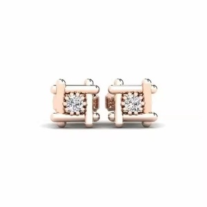 Personnaliser des boucles d'oreilles mini créoles en or jaune 10K/14K/18K avec des diamants de laboratoire de forme marquise et ronde - Product Image 2