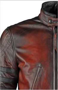 แจ็กเก็ตหนังแท้ปรับแต่ง100% เข้ารูประบายอากาศได้ดีบุด้วยผ้าซาตินมีซิปปิดสำหรับฤดูหนาวแจ็คเก็ตหนังแวกซ์ - Product Image 2