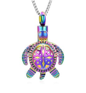 Colorful Custom Sea Turtle Cremation Jewelry Urn <b>Necklace</b> for Ashes Turtle Funeral Keepsake <b>Memorial</b> Urn Pendant for Human Size - Product Image 1