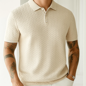 Polo à manches courtes en tricot jacquard pour homme - Product Image 2