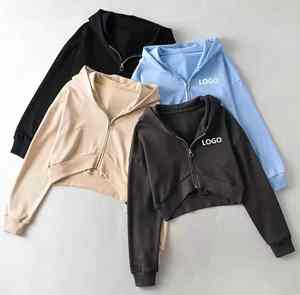 Sudadera Corta Personalizada para Mujer, con Cierre Completo, Informal/de Gimnasio, Tejido de Felpa Francesa, para Invierno, Antiencogimiento, con Capucha para Otoño - Product Image 6