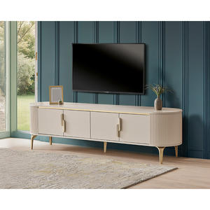 Mueble para TV Aura Vizon de 4 Puertas con Detalles Dorados, Modelo AURATV01 - Product Image 1