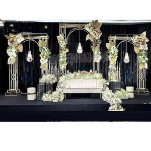 Hot Selling Modern Gold Fusion <b>Wedding</b> Decor Western Reception Panels with Metal <b>Arches</b> for English Events Australia Event Decor - Product Image 1