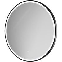 Smartspace 80cm Black LED Wall-Mounted Water-Resistant Touch Switch Float Glass Contemporary Luxury Silver Oval Framed Mirror