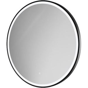 At Smartspace 80cm Black Round <b>LED</b> Wall <b>Mirror</b> Contemporary Luxury Silver Oval Framed <b>Makeup</b> <b>Mirror</b> for Desktop Use - Product Image 1
