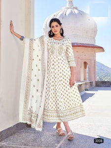 ชุดเดรส Anarkali Kurti ดีไซน์หรูหราทันสมัย พร้อมผ้าคลุมไหล่เข้าชุดสำหรับผู้หญิง สวมใส่ในงานปาร์ตี้ นำเข้าจากอินเดีย - Product Image 6