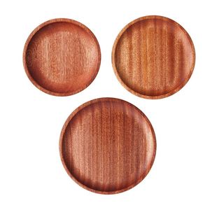 100% assiettes en bois rondes de haute qualité pour Table à manger enfants servant du bois nourriture bébé assiette de service bois d'acacia fabrication à la main - Product Image 2