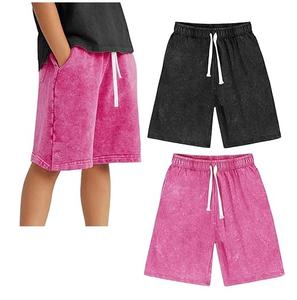 Personalizado en blanco sudor corto cordón lavado con ácido bordes crudos Vintage liso francés Terry algodón polar Jogger deportes lavado pantalones cortos para hombre - Product Image 1