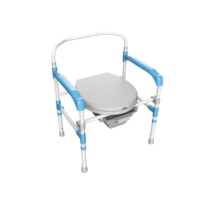 Chaise de douche et de toilette pour personnes âgées et handicapées, hauteur réglable, chaise de bain de sécurité portable avec seau et accoudoirs