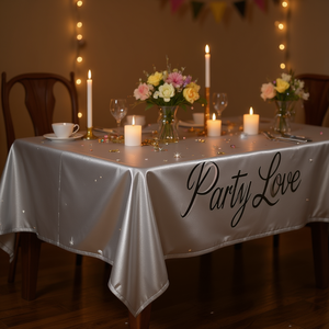 Party Love Mantel <b>Silver</b> 137x183cm <b>Tablecloth</b> Party Decorations - Product Image 3