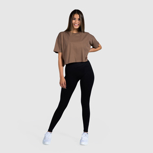 2023 Summer Custom Logo Women Clothing Blank <b>Short</b> <b>Sleeve</b> Cotton <b>Knitted</b> Crop <b>Top</b> T-Shirt - Product Image 6