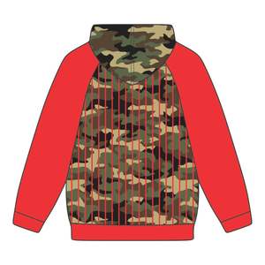 KAP Camo Pullover Hoodie Red Raglan Sleeves Pinstripes Cotton Blend Greek Fraternity Apparel Divine Nine HBCU Greek Merch - Product Image 3