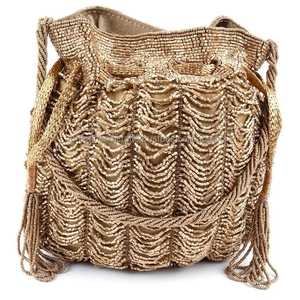 Sac de Potli de Broderie Chikankari Indien pour Femmes Cadeau de Retour de Faveur Sac à Main Potli pour Filles au PRIX DE GROS PAR L'ARTISANAT DE LUXE - Product Image 1