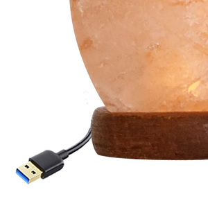 Lámpara de sal del Himalaya USB, luz nocturna, lámpara de cristal de roca con Base de madera para la decoración del dormitorio del hogar - Product Image 4