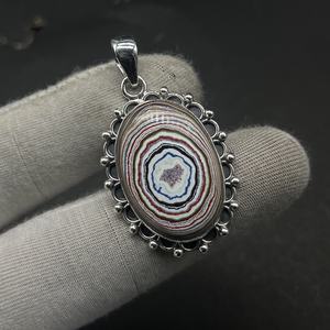 Elegante collar con colgante de fordita de Plata de Ley 925, diseño martillado Natural para fiestas de boda, regalo, joyería de cadena de eslabones - Product Image 1