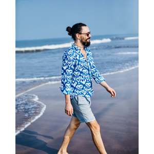 Nilambari Unisex Casual Cotton Shirt 100% Poplin Breathable Short Sleeves Digital Print Size XL - Product Image 2
